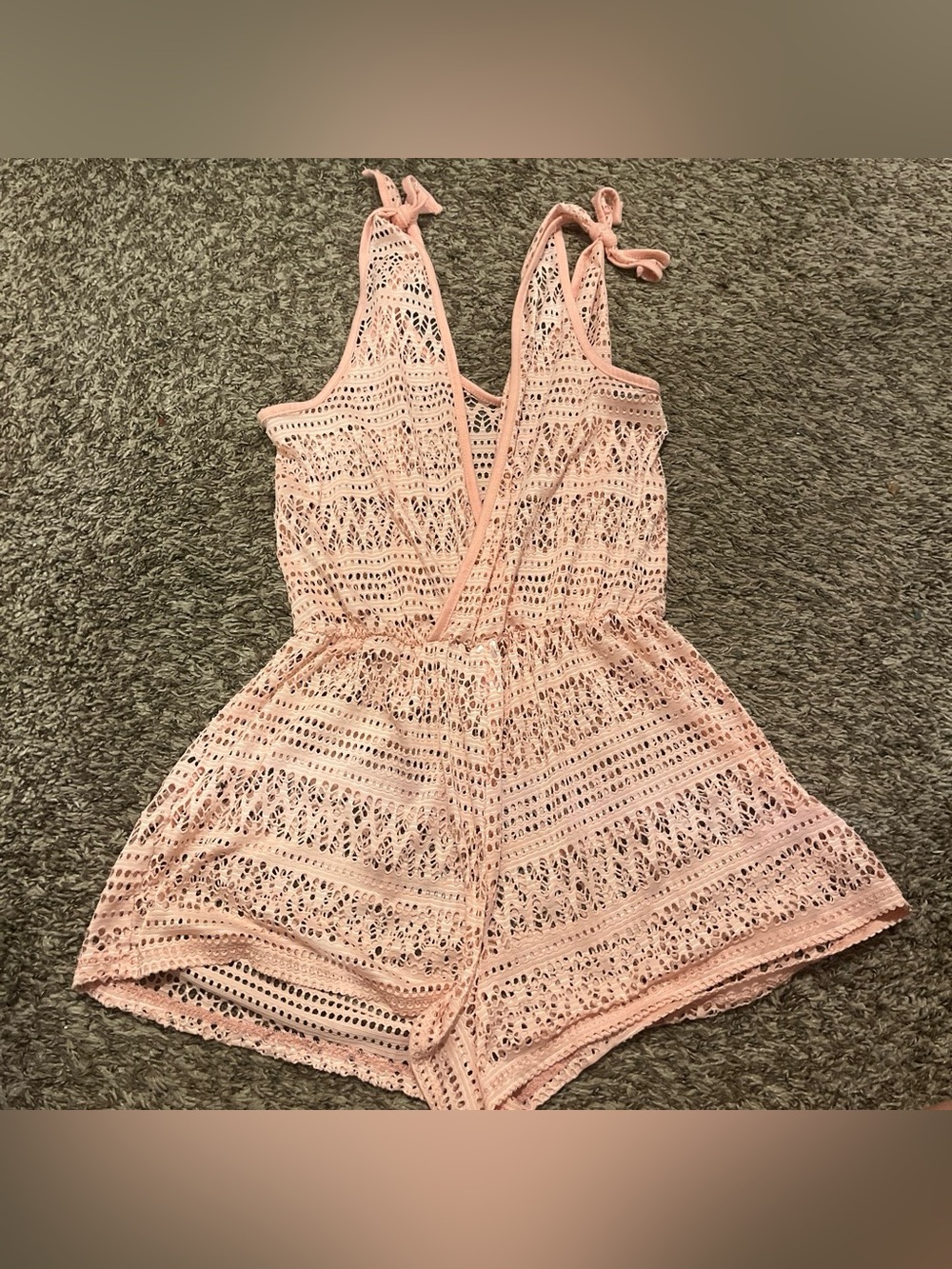 Womens Pink Crochet swimsuit cover up Romper